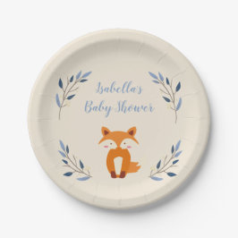 Plato De Papel Placas del Fox Baby Shower del arbolado