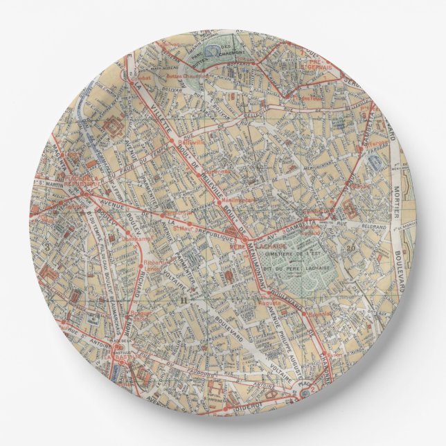 Plato De Papel Placas del mapa (Anverso)