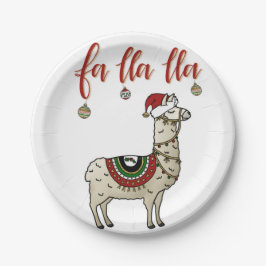 Plato De Papel Placas del navidad de la llama del Fa Lla Lla