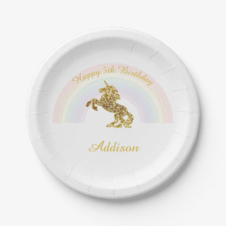 Plato De Papel Placas del unicornio para los cumpleaños