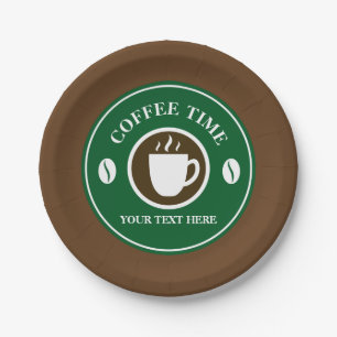 Plato De Papel Placas desechables con diseño de taza de café pers