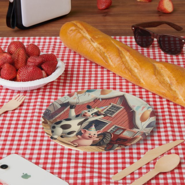 Plato De Papel Placas desechables de la barra de Barnyard 🐷 🍽️ (Picnic)
