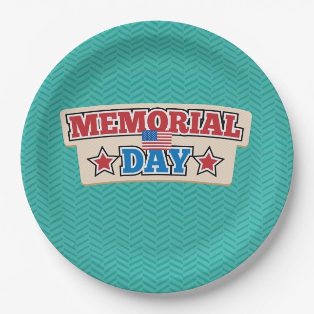 Plato De Papel Placas disponibles de Chevron del Memorial Day (Anverso)