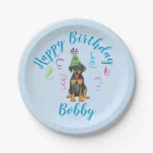 Plato De Papel Placas Doberman de papel de cumpleaños