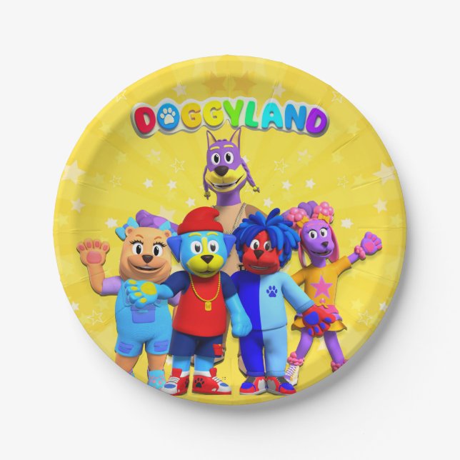 Plato De Papel Placas Doggyland (Anverso)