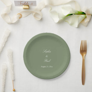 Plato De Papel Placas elegantes de papel verde Boda