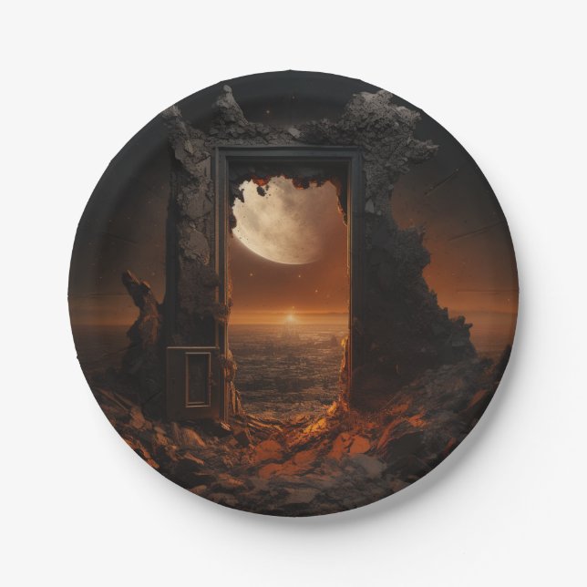 Plato De Papel Placas espaciales y de la Luna (Anverso)