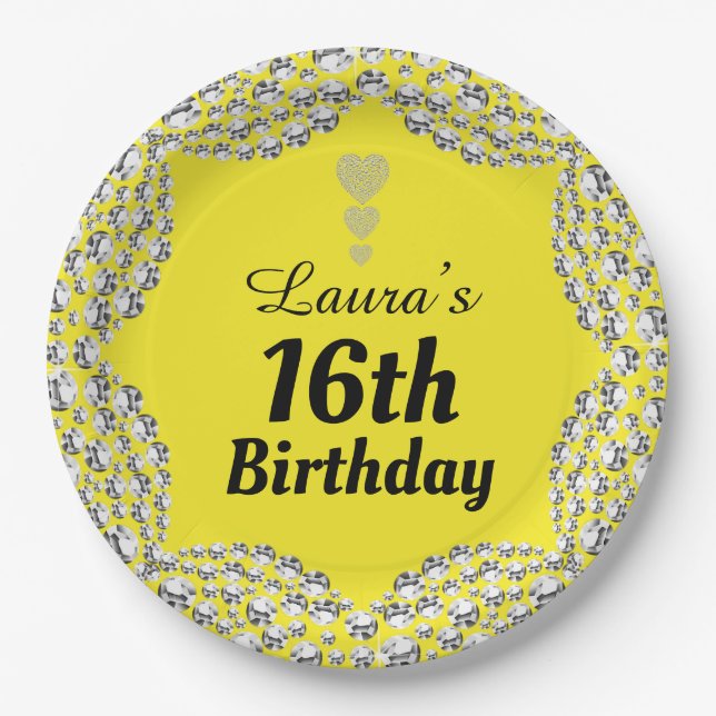 Plato De Papel Placas especiales para fiestas de edad 16 o edició (Anverso)