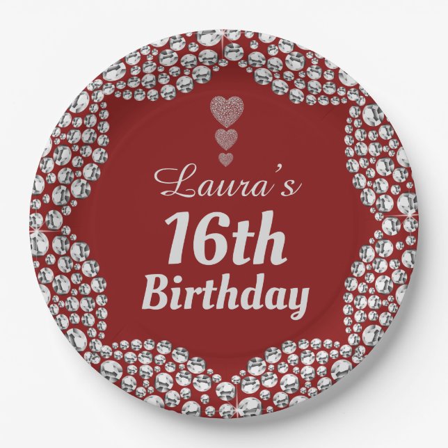 Plato De Papel Placas especiales para fiestas de edad 16 o edició (Anverso)