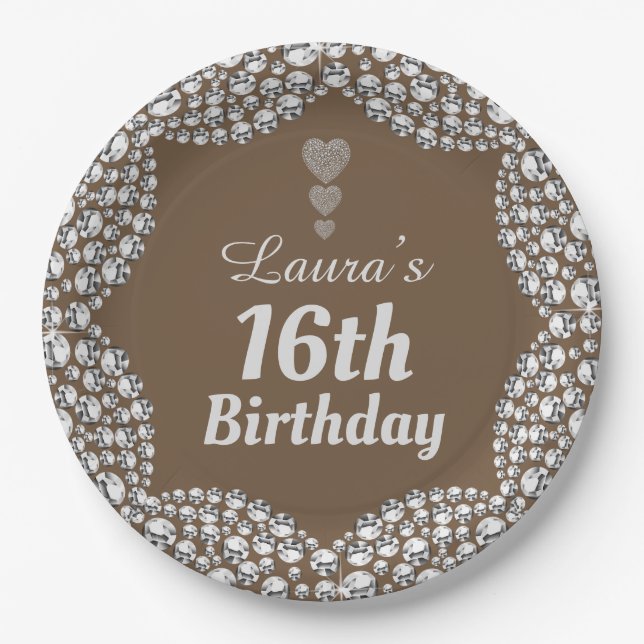 Plato De Papel Placas especiales para fiestas de edad 16 o edició (Anverso)