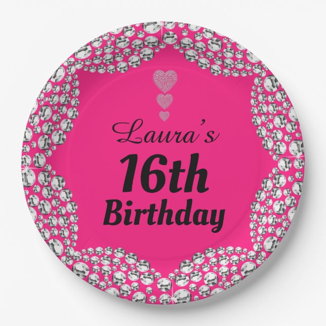 Plato De Papel Placas especiales para fiestas de edad 16 o edició (Anverso)