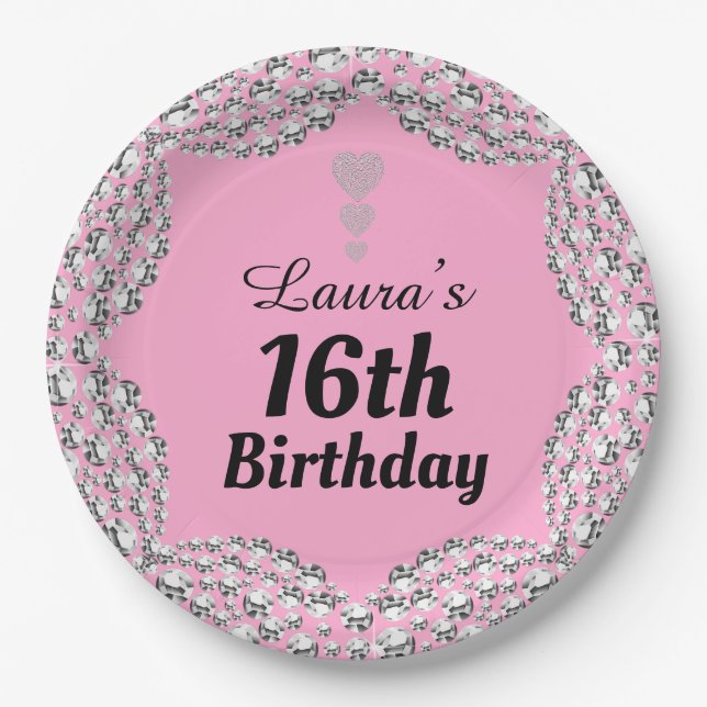Plato De Papel Placas especiales para fiestas de edad 16 o edició (Anverso)