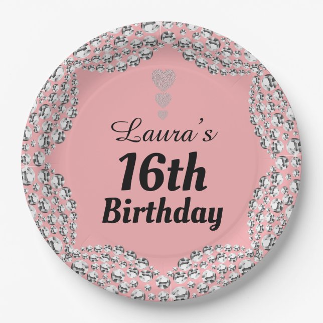 Plato De Papel Placas especiales para fiestas de edad 16 o edició (Anverso)