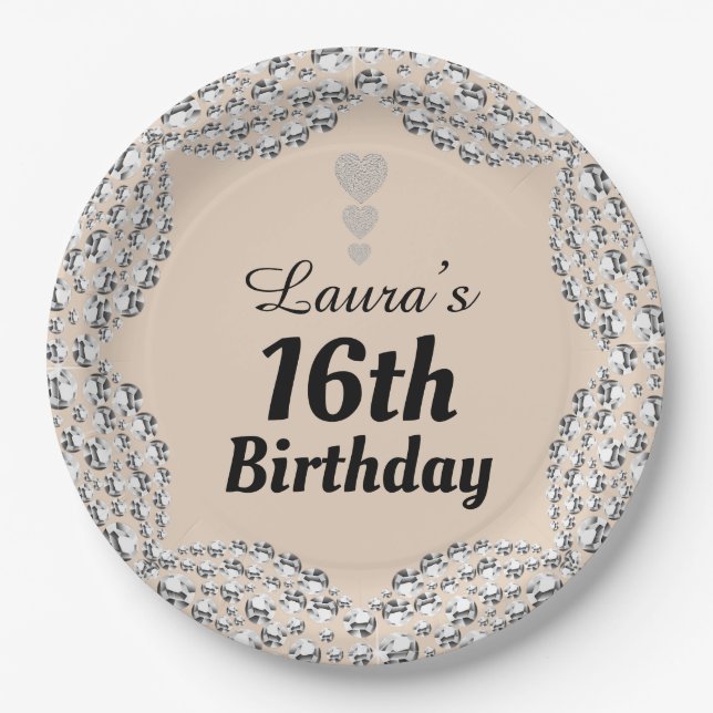 Plato De Papel Placas especiales para fiestas de edad 16 o edició (Anverso)