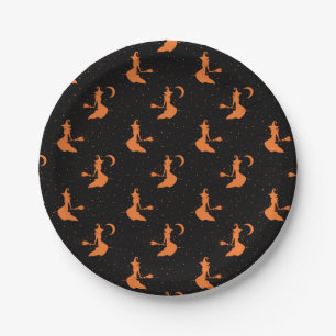 Plato De Papel Placas espeluznantes de papel negro y Naranja