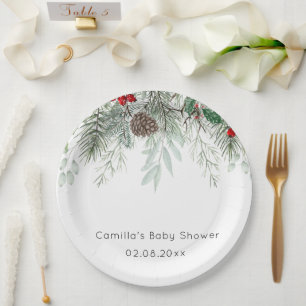 Plato De Papel Placas evergreen de papel Baby Shower para Pine en