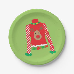 Plato De Papel Placas feas de la fiesta de Navidad del suéter
