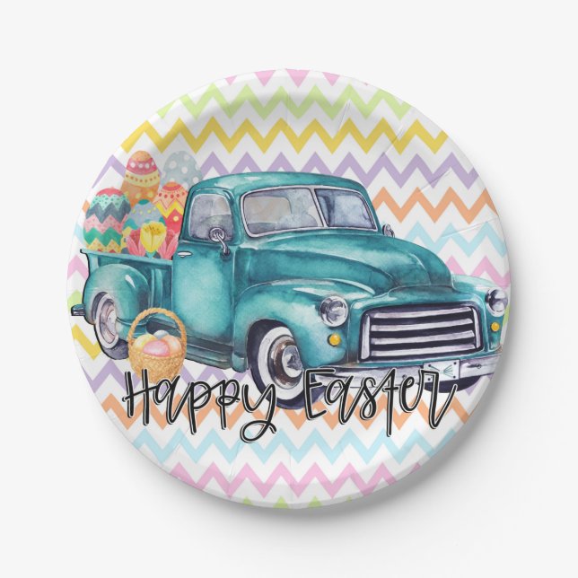 Plato De Papel Placas felices de papel de Pascua (Anverso)