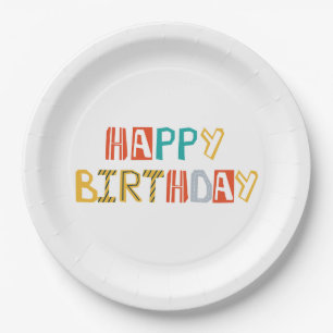 Plato De Papel Placas Fiesta de construcción Cumpleaños feliz