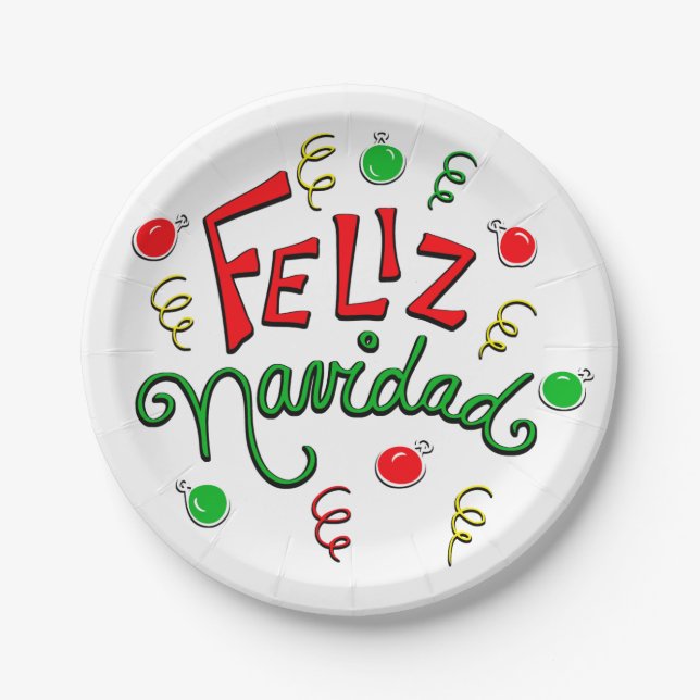 Plato De Papel Placas Fiesta de Navidad (Anverso)