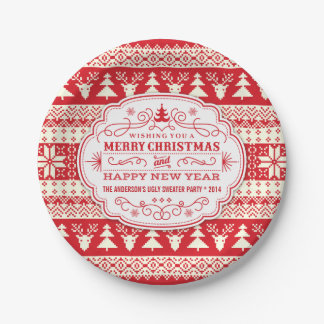 Plato De Papel Placas Fiesta de Navidades suéteres feos personali