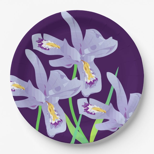 Plato De Papel Placas Fiesta de papel de iris morado (Anverso)