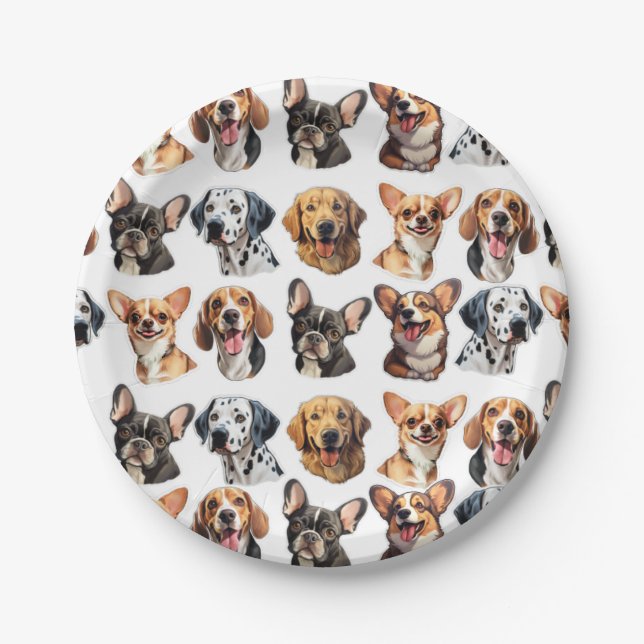 Plato De Papel Placas Fiesta de perro (Anverso)