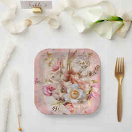 Plato De Papel Placas Fiesta rosa Fiesta de jardín