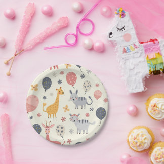 Plato De Papel placas fiestas con animales adorables