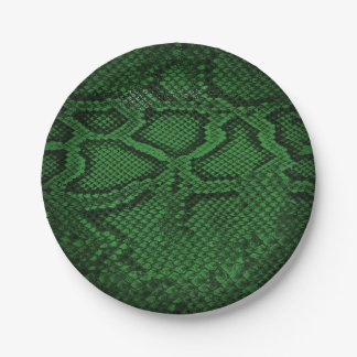Plato De Papel placas fiestas con piel de serpiente verde oscuro