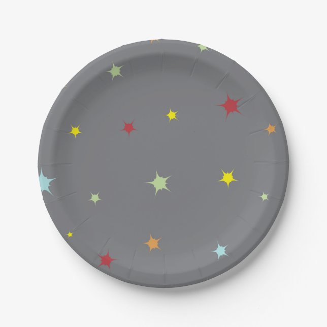 Plato De Papel Placas Fiestas con tema de estrella - Baby Shower (Anverso)