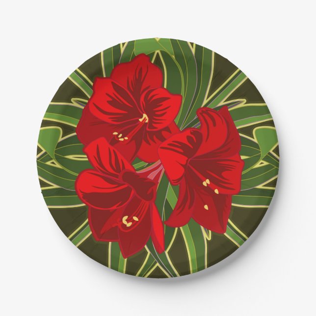 Plato De Papel Placas fiestas de Amaryllis (Anverso)