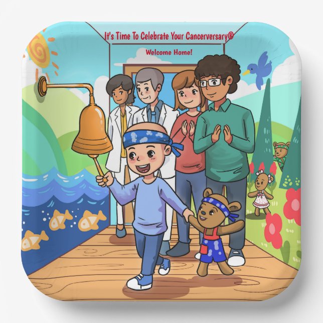 Plato De Papel Placas Fiestas de aniversario de sobrevivientes de (Anverso)