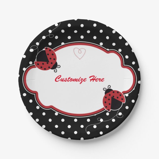 Plato De Papel Placas Fiestas de Baby Shower de Polka (Anverso)