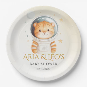 Plato De Papel Placas Fiestas de Baby Shower de tigres astronauta