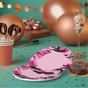 Plato De Papel Placas Fiestas de camuflaje militar GI JANE