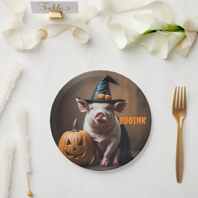 Plato De Papel Placas Fiestas de cerdo de Halloween (Boda)