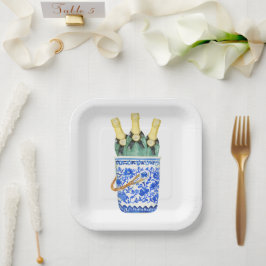 Plato De Papel Placas Fiestas de cubo de agua Chinoiserie acuarel