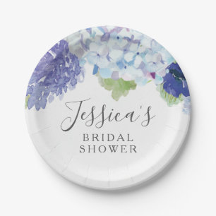 Plato De Papel Placas Fiestas de duchas nupciales de Hydrangea Az