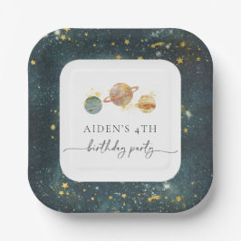 Plato De Papel Placas Fiestas de espacio exterior editables