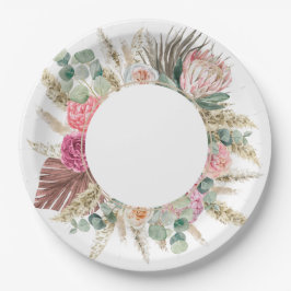 Plato De Papel Placas Fiestas de flores de Boho