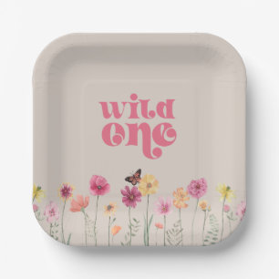 Plato De Papel Placas Fiestas de flores silvestres uno