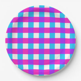 Plato De Papel Placas Fiestas de Gingham brillantes - estilos 3