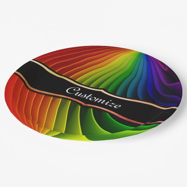 Plato De Papel Placas Fiestas de giros arco iris (Angular)