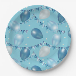 Plato De Papel Placas Fiestas de globos, estrellas y garland