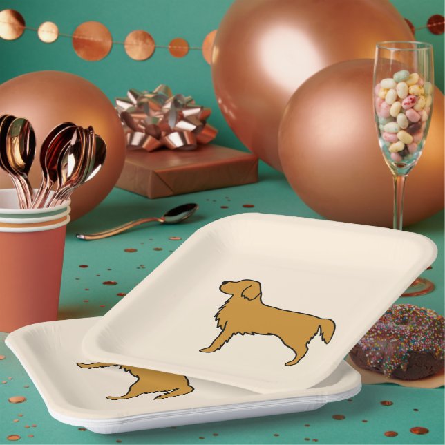 Plato De Papel Placas Fiestas de Golden Retriever (Multi)