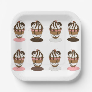 Plato De Papel Placas Fiestas De Helados Cream Sundaes