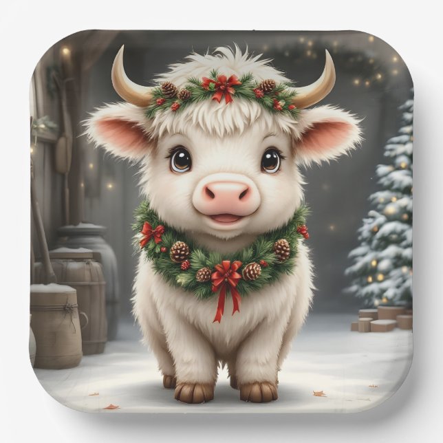 Plato De Papel Placas Fiestas de Holiday Highland (Anverso)