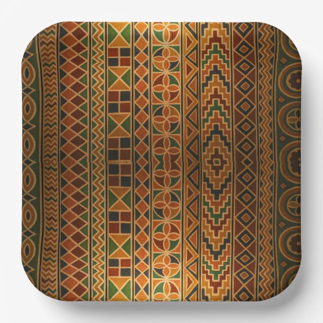 Plato De Papel Placas Fiestas de Kente (Anverso)