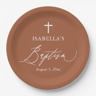 Plato De Papel Placas Fiestas de la Cruz del Baptismo Naranja Que